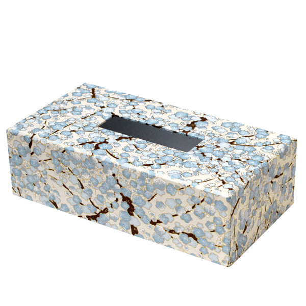 Boîte à mouchoirs - Fleurs de Pruniers - Bleu et crème - M434