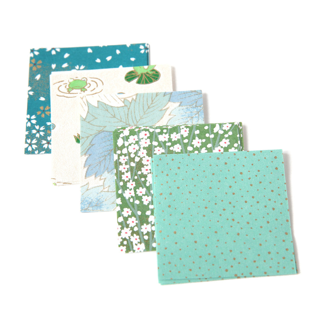 100 Papiers Origami - 6 x 6 cm - Vert Clair et Foncé, Vert d'Eau et Menthe et Bleu Turquoise - Garden