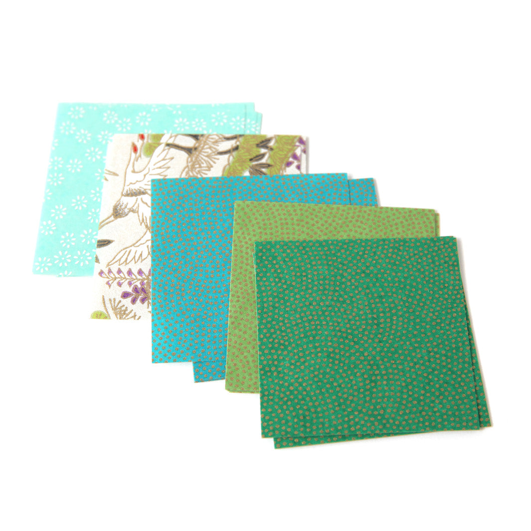 100 Papiers Origami - 6 x 6 cm - Vert Clair et Foncé, Vert d'Eau et Menthe et Bleu Turquoise - Garden