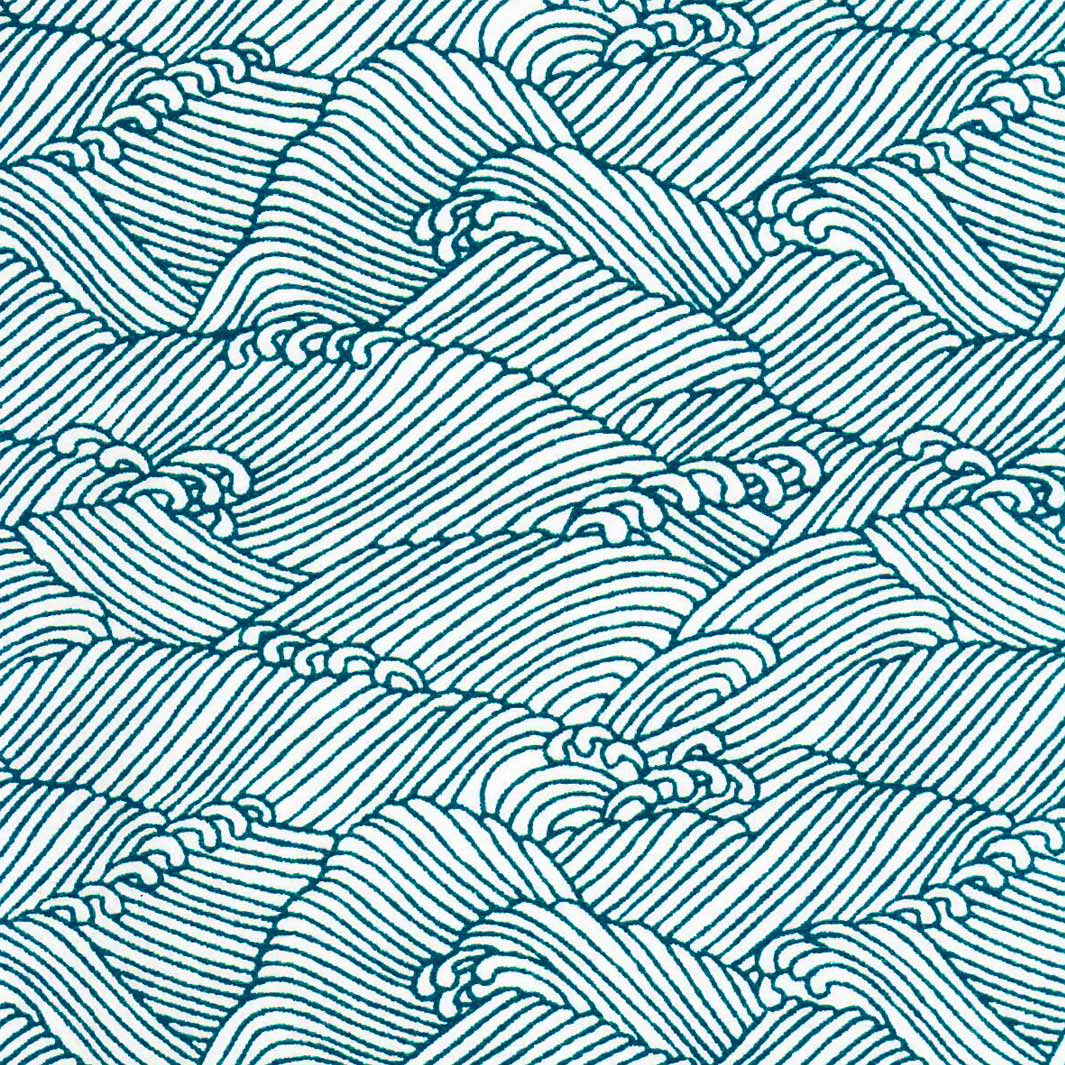 carré de 10cm par 10cm de papier japonais yuzen chiyogami aux motifs de vagues houleuses « océan » dans les tons bleu canard et blanc adeline klam (M855)
