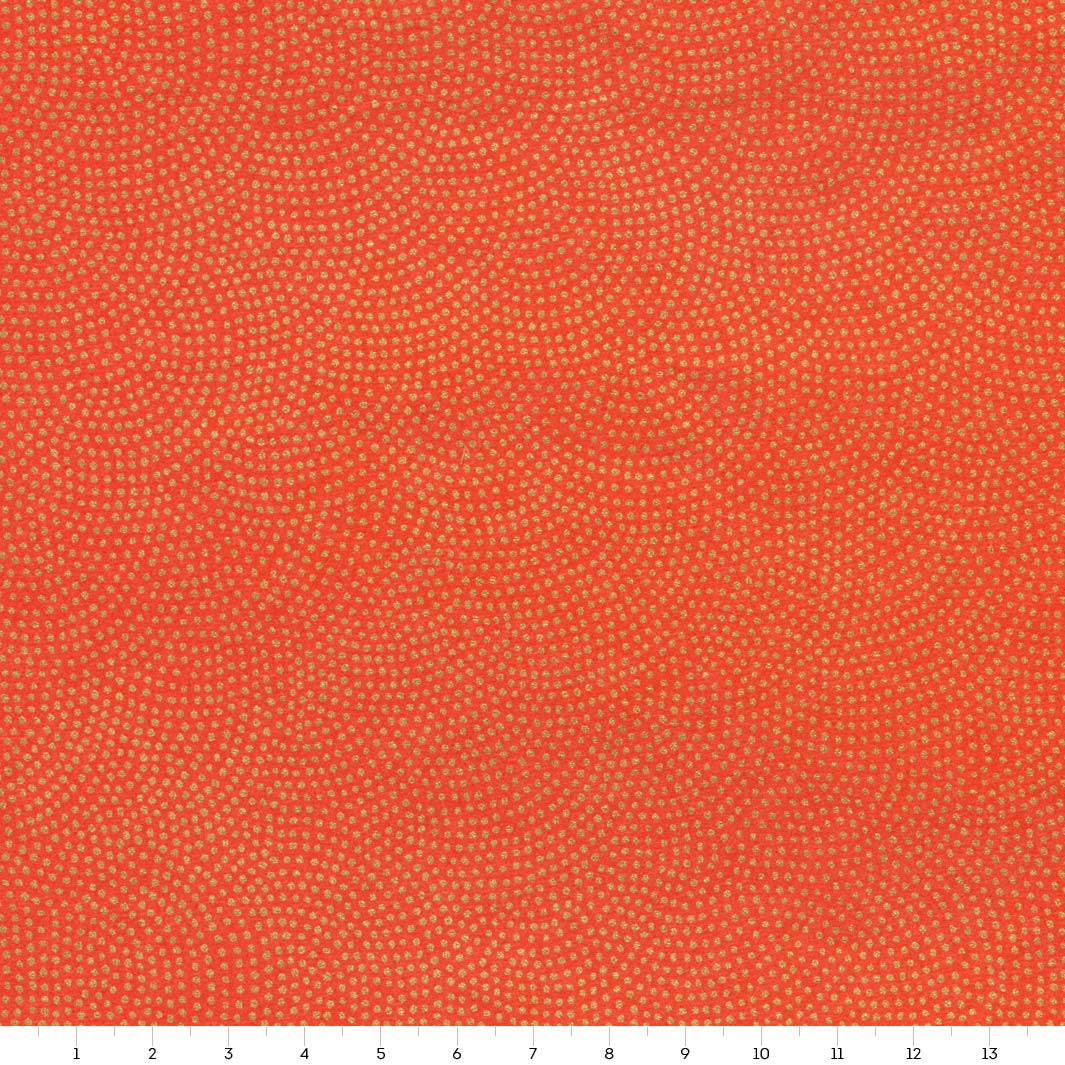 carré de 14cm par 14cm de papier japonais yuzen chiyogami aux motifs samekomon orange et doré adeline klam (M273)