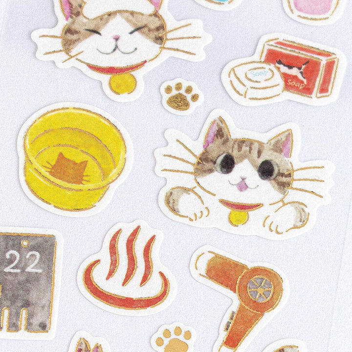 image packshot de détails des stickers de la planche de 21 stickers « chat et bains publics » pour NB Co., Ltd. Japan