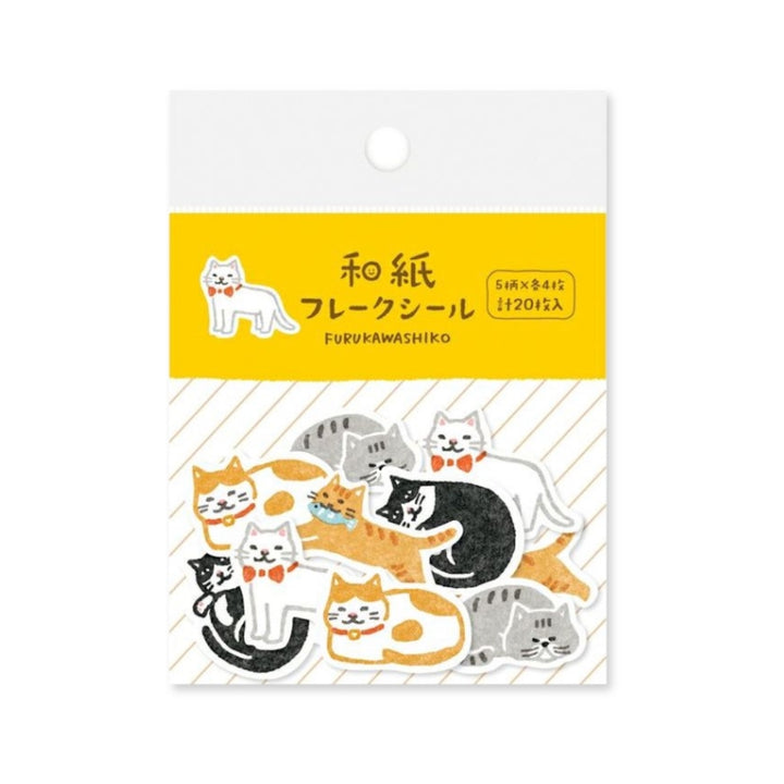 image packshot du packaging du lot de 20 stickers en papier japonais en forme de chats