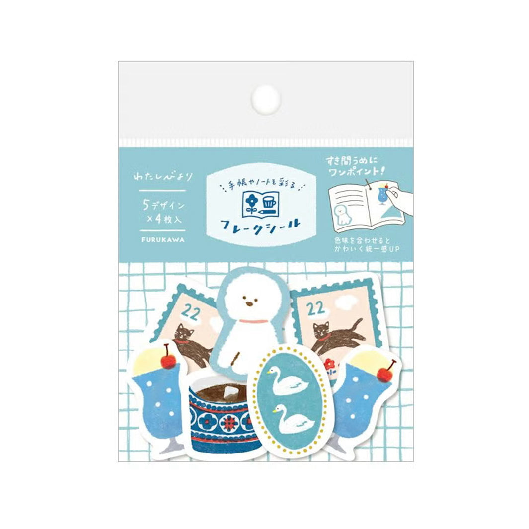 image packshot du packaging du lot de 20 stickers au thème dans les tons bleus de furukawashiko