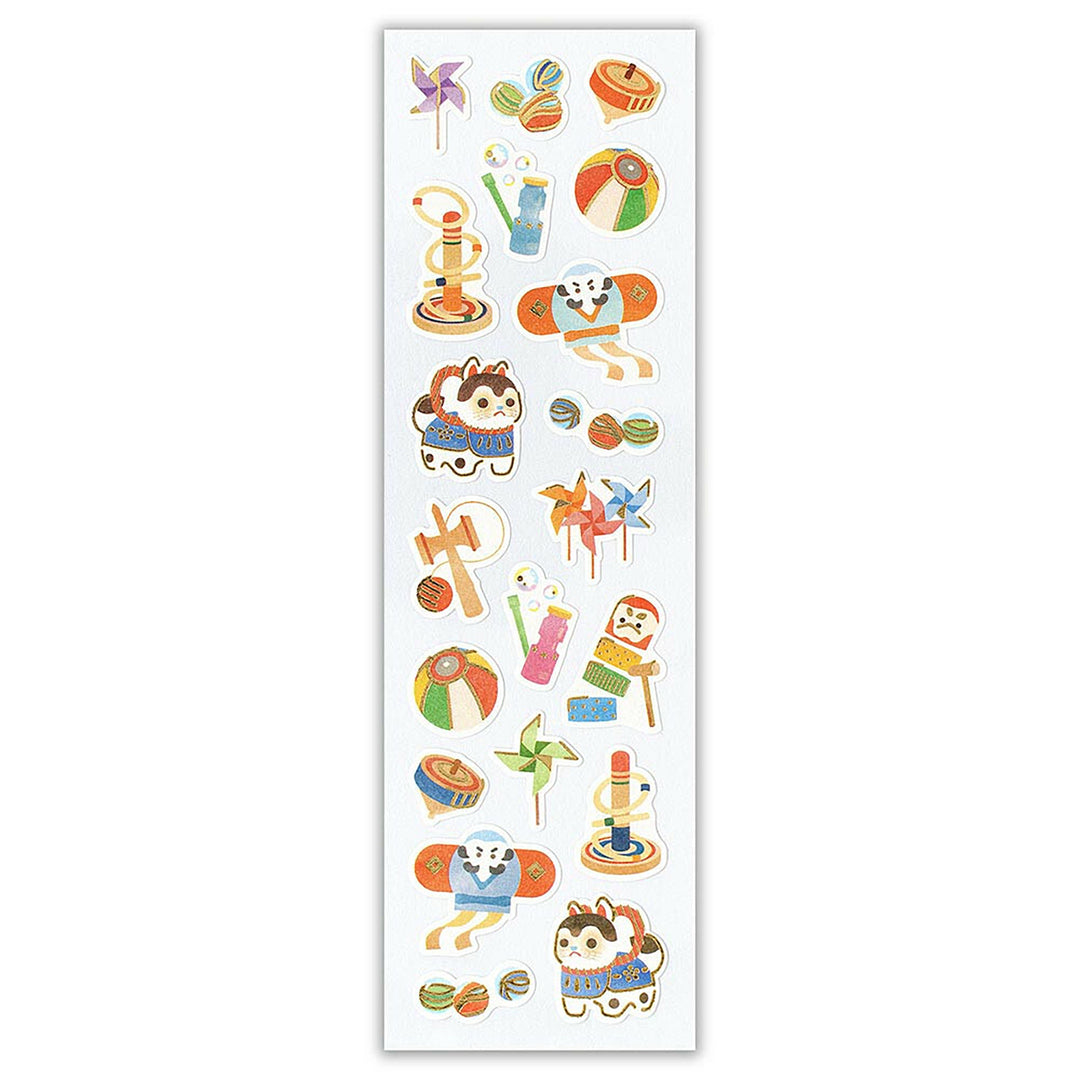image packshot de la planche de 20 stickers « jouets japonais » pour NB Co., Ltd. Japan