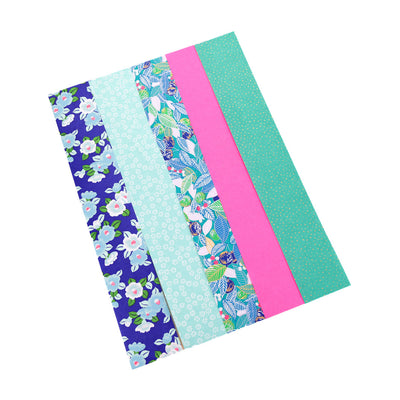 lot de 5 bandes de papiers japonais dans les tons bleu nuit, verts et rose fluo de la gamme « fantastique » adeline klam