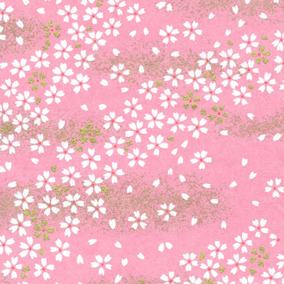 papier japonais yuzen chiyogami aux motifs de fleurs au vent sur fond rose bonbon adeline klam de 10cm par 10cm