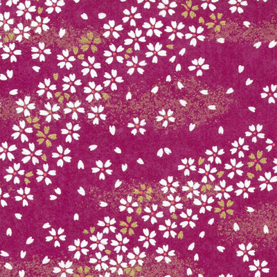 papier japonais yuzen chiyogami aux motifs de fleurs au vent sur fond violet pourpre adeline klam de 10cm par 10cm