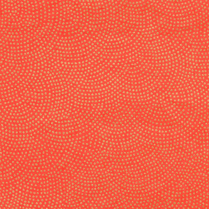 papier japonais yuzen chiyogami aux motifs samekomon doré sur fond saumon orangé adeline klam de 10cm par 10cm (M709)