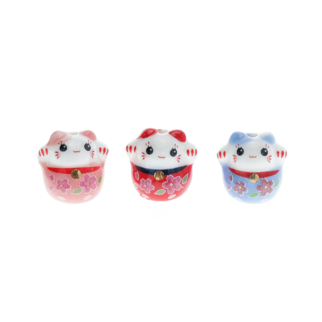 photo de face de perles en céramique en forme de grand maneki-neko
