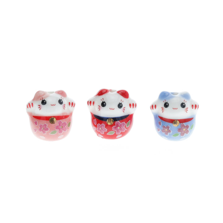 photo de face de perles en céramique en forme de grand maneki-neko