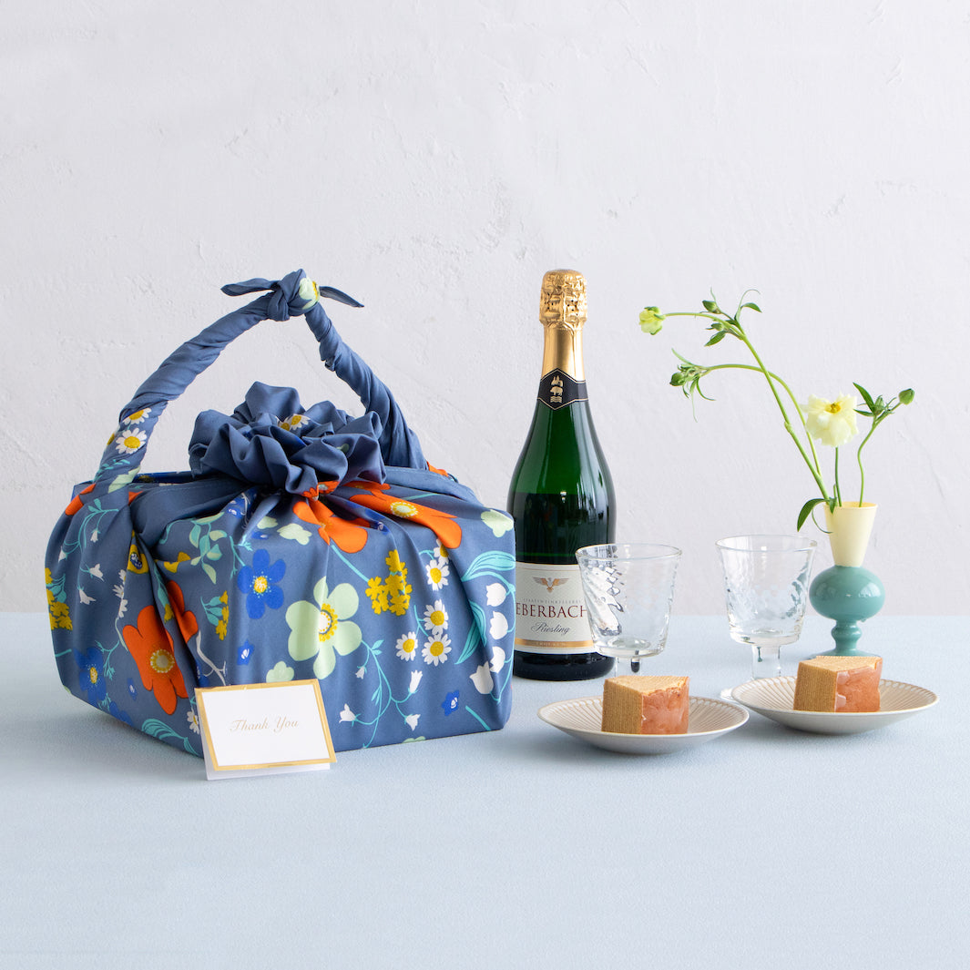 Furoshiki - Garden, Orage - Bleu Gris Foncé - Adeline Klam - 100 x 100cm