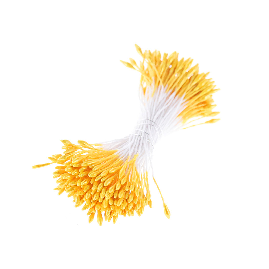 photo packshot de biais du fagot de pistils de fleurs jaune métallisé et blanc (1061)