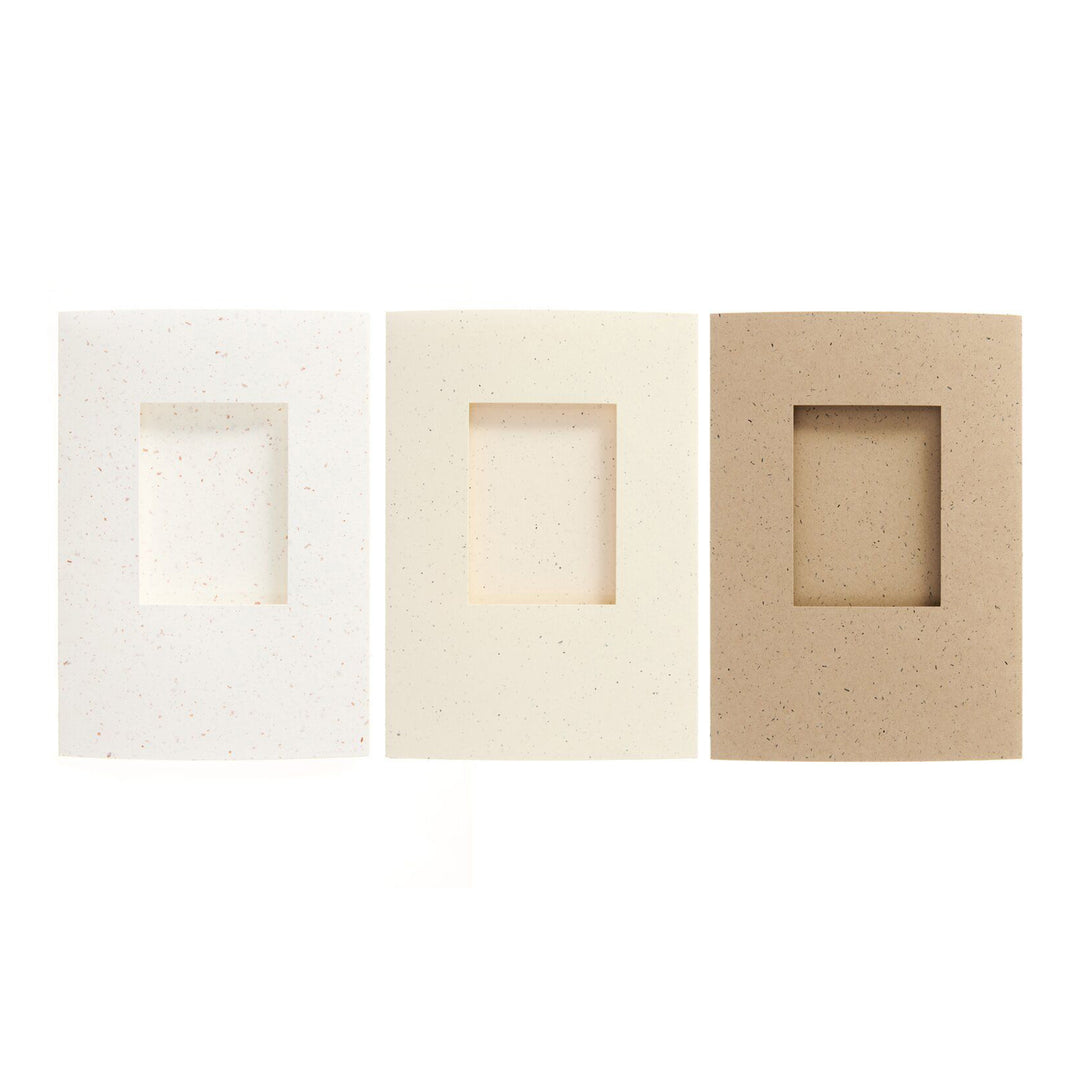 Lot de 6 Cartes Passe-Partout et 6 Enveloppes - Rectangulaires et Mouchetés, Blanc, Beige et Kraft - 16,9 x 24cm (B6)