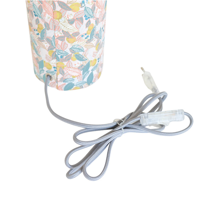 Lampe Japonaise à Poser - Feuilles, Baies et Fruits - Rose Pâle, Bleu Gris et Jaune Coing - M896