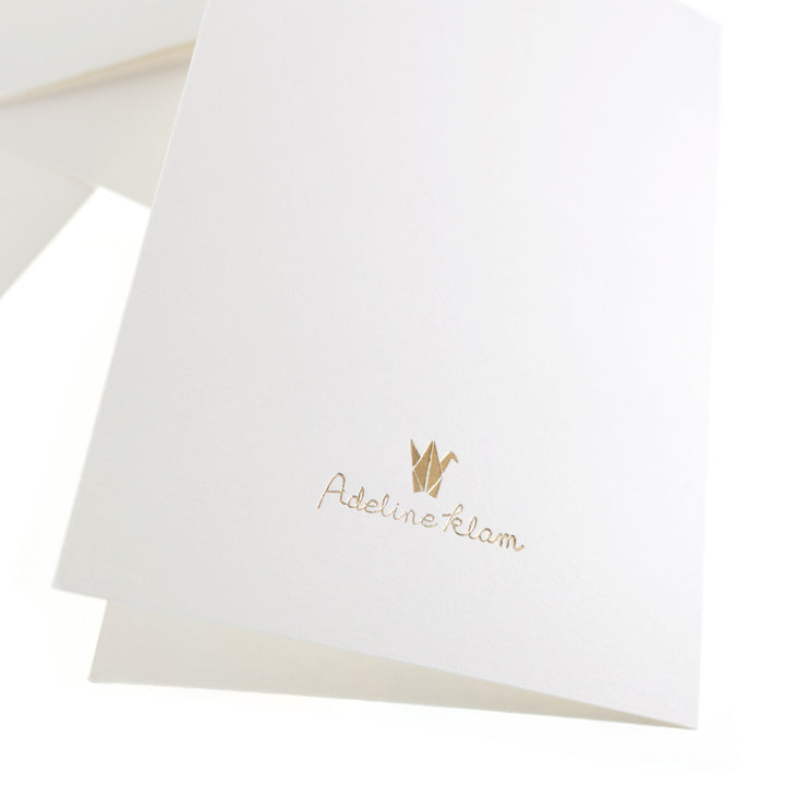 photo packshot du détail de dorure à chaud des cartes doubles en papier japonais adeline klam