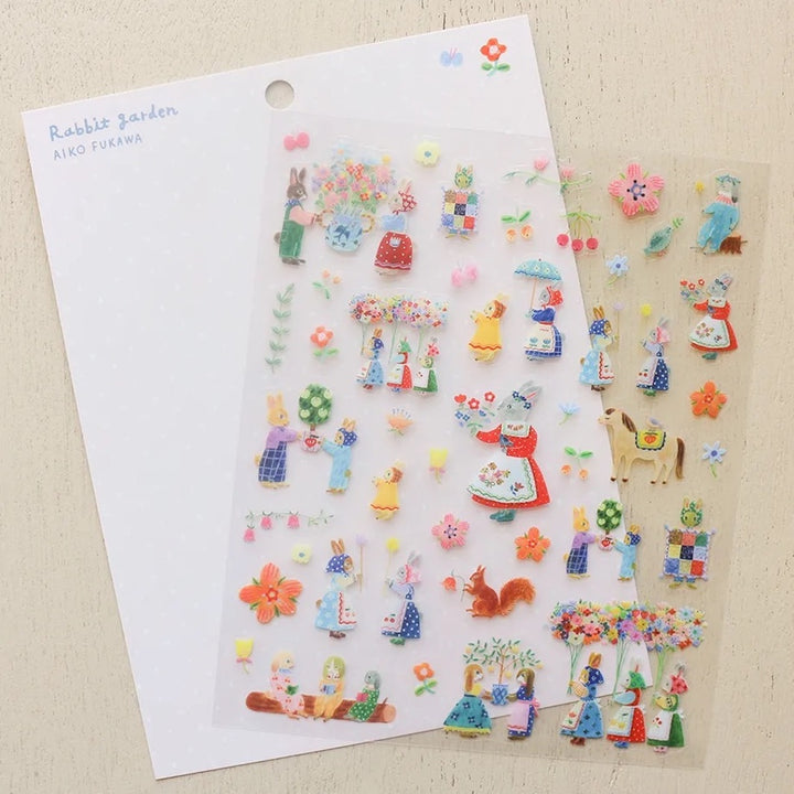 Planche de 45 Stickers - Rabbit Garden, Aiko Fukawa