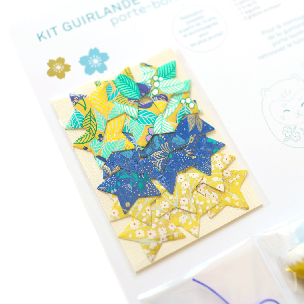 Kit Guirlande Porte-Bonheur - Bleu Roi, Vert d'Eau et Jaune Moutarde - Luciole