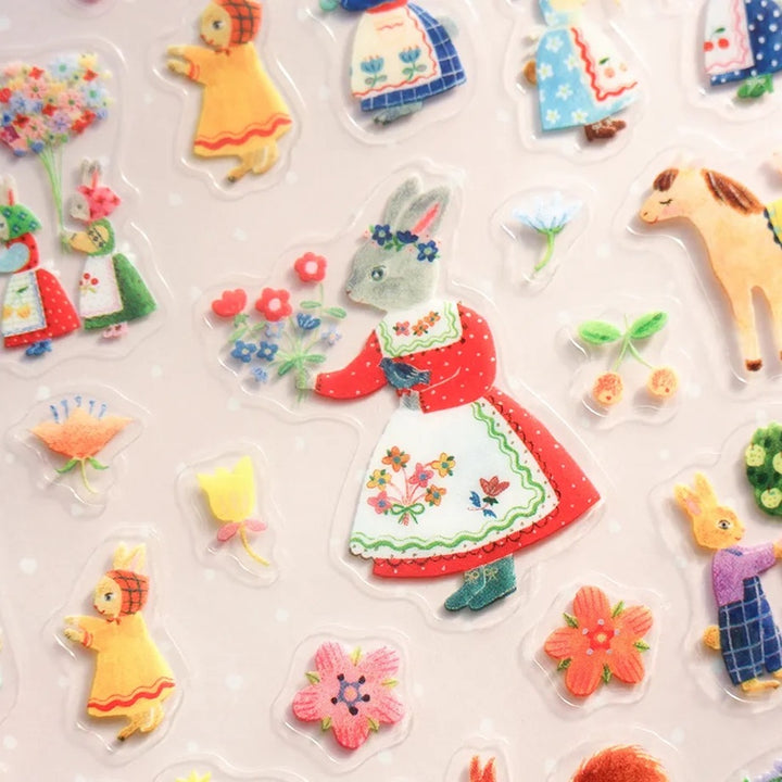 Planche de 45 Stickers - Rabbit Garden, Aiko Fukawa