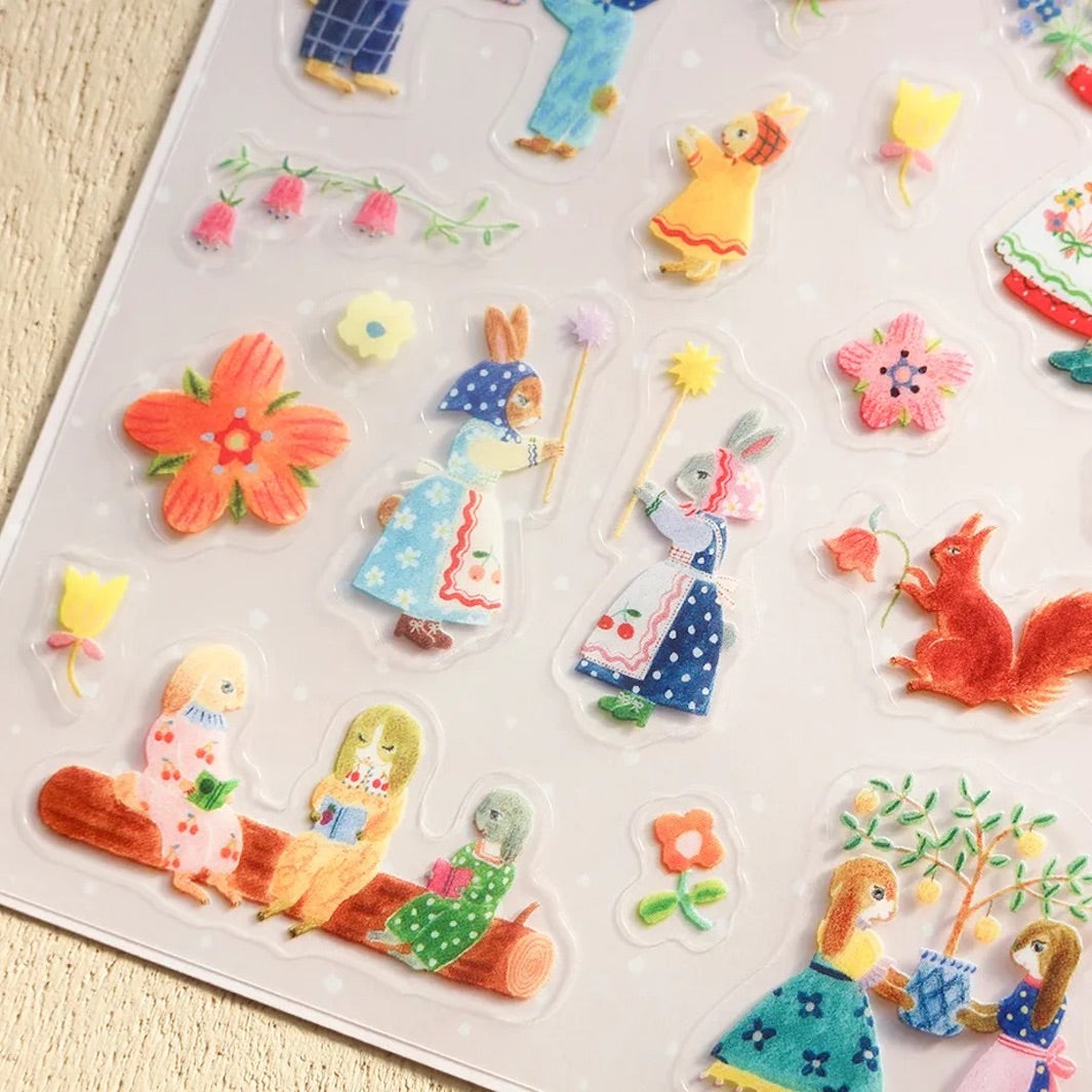 Planche de 45 Stickers - Rabbit Garden, Aiko Fukawa