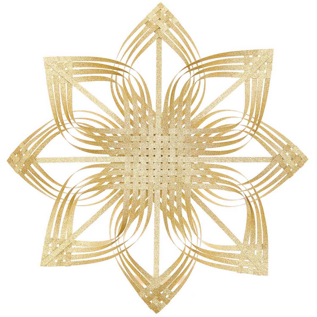 photo packshot de l'étoile à 8 branches en papier à monter dorée en taille L rico design