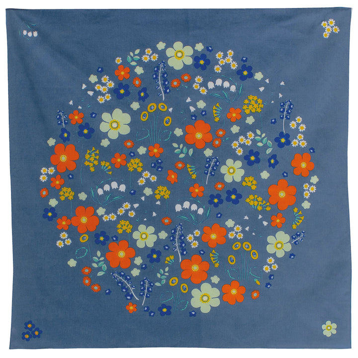 Furoshiki - Garden, Orage - Bleu Gris Foncé - Adeline Klam - 100 x 100cm