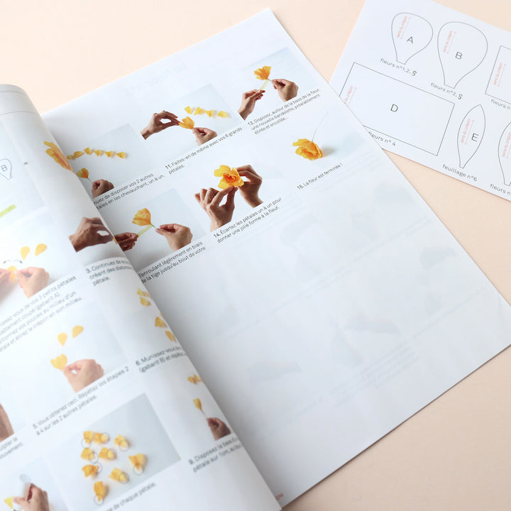 photo packshot du livret explicatif du kit bouquet de fleurs en crépon adeline klam
