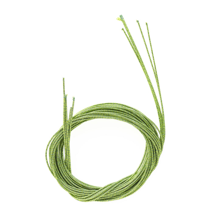 photo packshot du lot de 5 tiges souples en papier mizuhiki vert bourgeon irisé