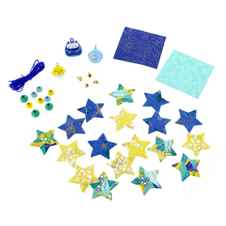 Kit Guirlande Porte-Bonheur - Bleu Roi, Vert d'Eau et Jaune Moutarde - Luciole