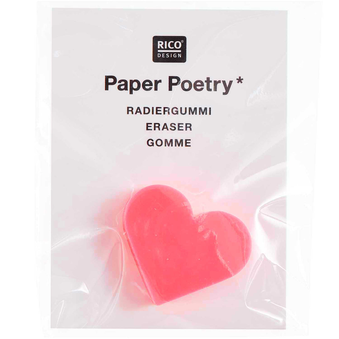 Gomme Plate - Cœur - Rose Fluo