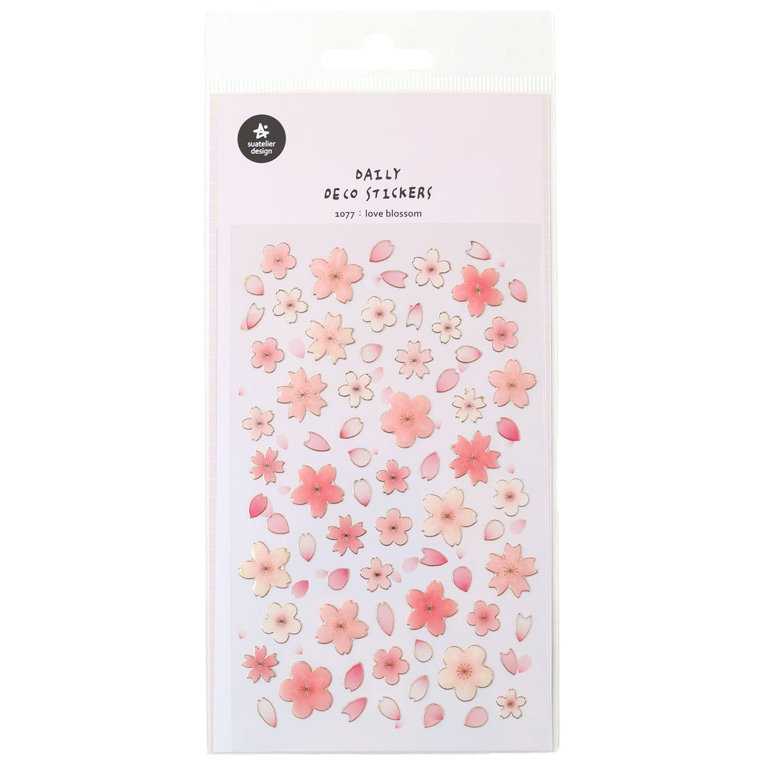 photo packshot de la planche de 60 stickers au thème « fleurs de cerisier » de la marque sueatelier