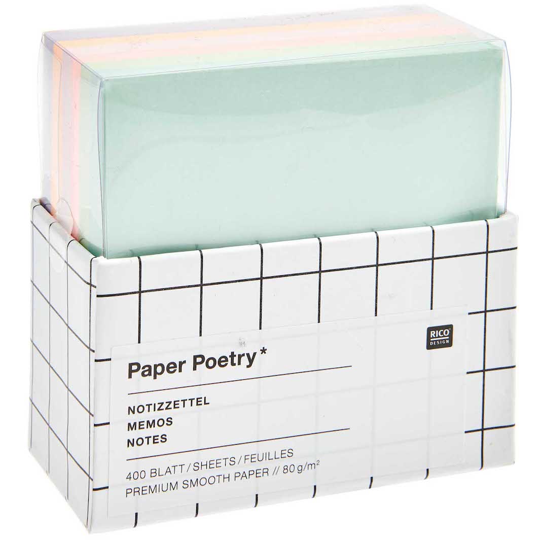 photo packshot du packaging du set de 400 papiers origami unis dans des tons multicolores pastels de 9cm par 9cm rico design