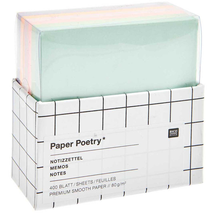photo packshot du packaging du set de 400 papiers origami unis dans des tons multicolores pastels de 9cm par 9cm rico design