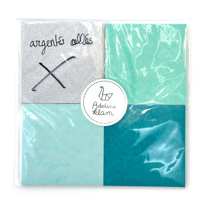 60 Papiers Origami - 6 x 6 cm - Camaïeu de Bleu Vert