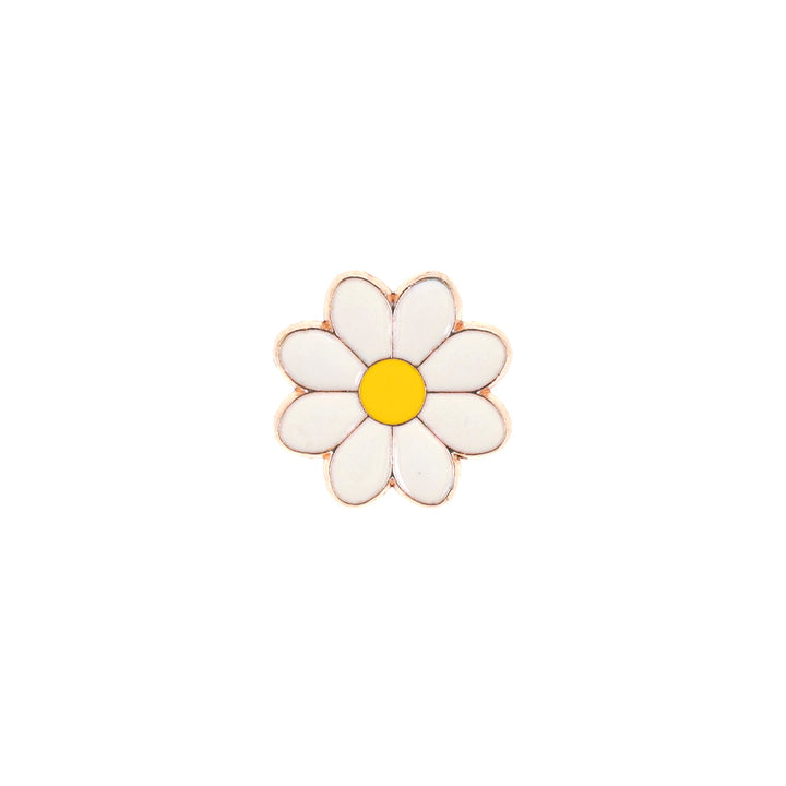 photo packshot du pin's en forme de marguerite blanc et jaune