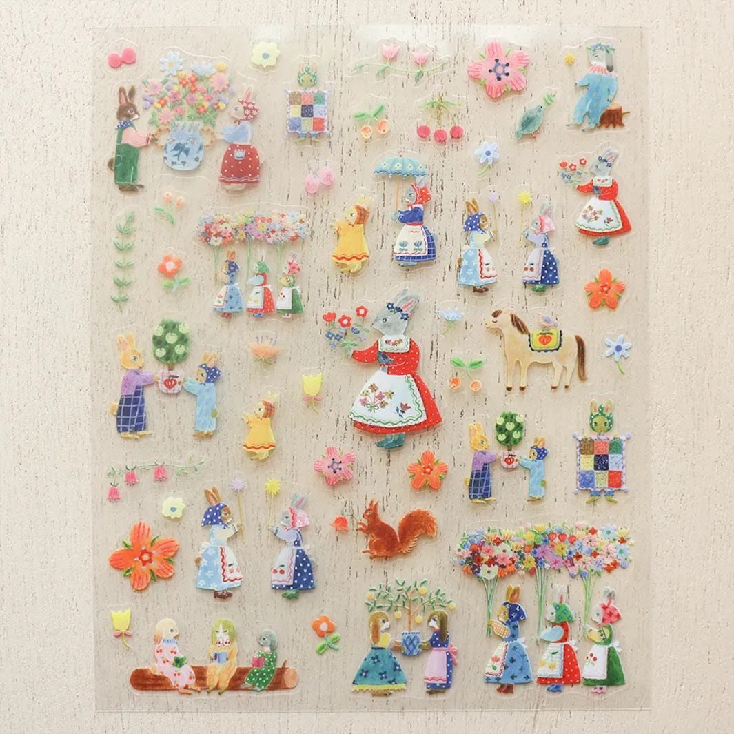 Planche de 45 Stickers - Rabbit Garden, Aiko Fukawa