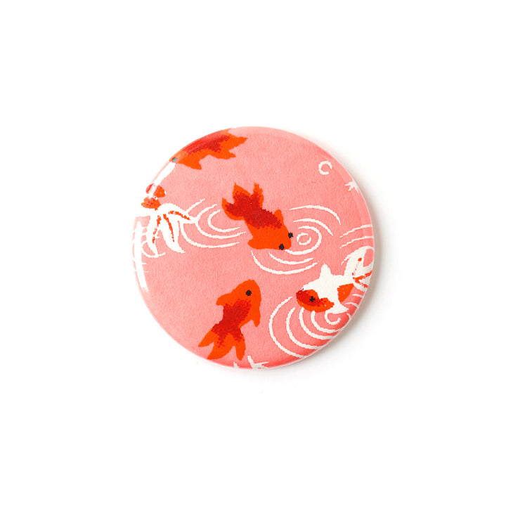 Aimant en Papier Japonais - 45mm - Poissons - Rose - M136