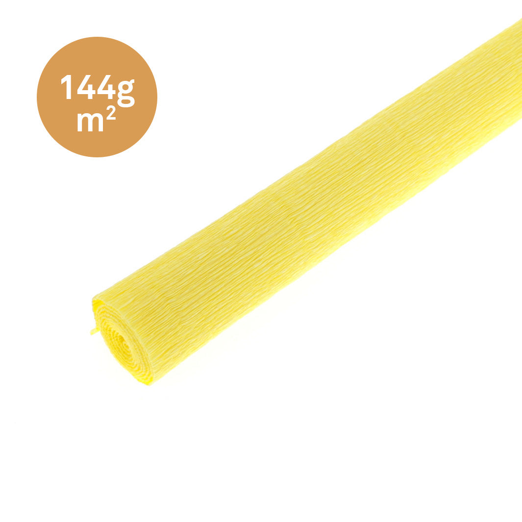 photo pakcshot d'un rouleau de 50cm par 60cm de papier crépon épais jaune citron 575