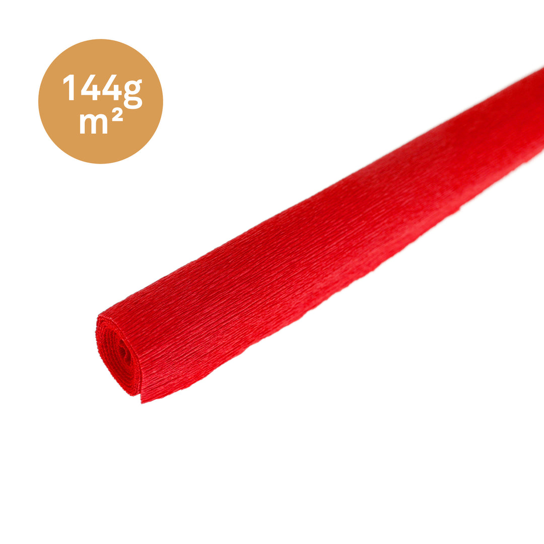 photo pakcshot d'un rouleau de 50cm par 60cm de papier crépon épais rouge coquelicot (618)