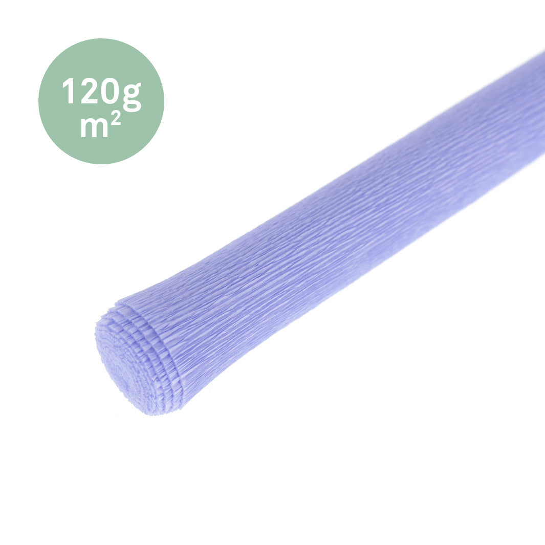 photo pakcshot d'un rouleau de 45cm par 50cm de papier crépon fin rose violet campanule 394