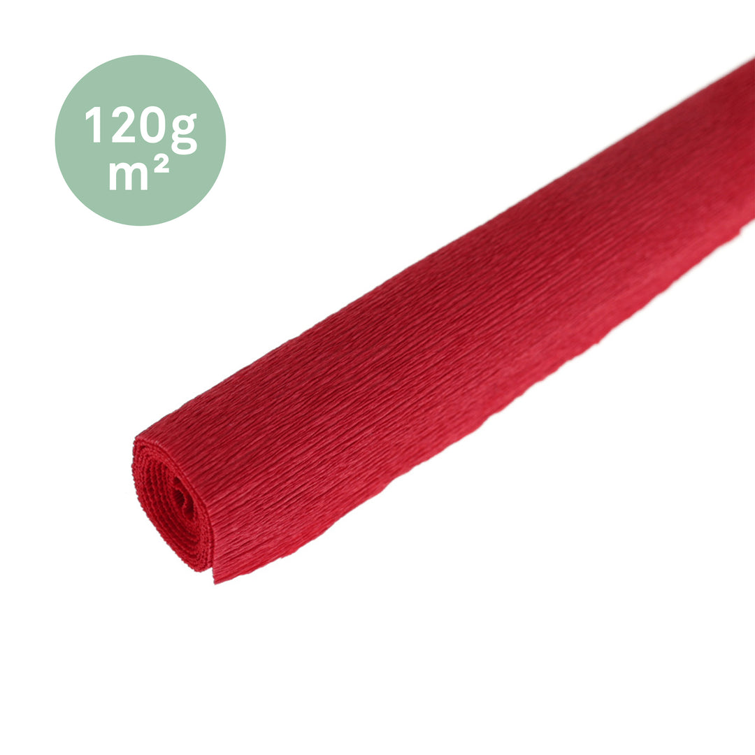 photo pakcshot d'un rouleau de 50cm par 60cm de papier crépon fin rouge dalhia (392)