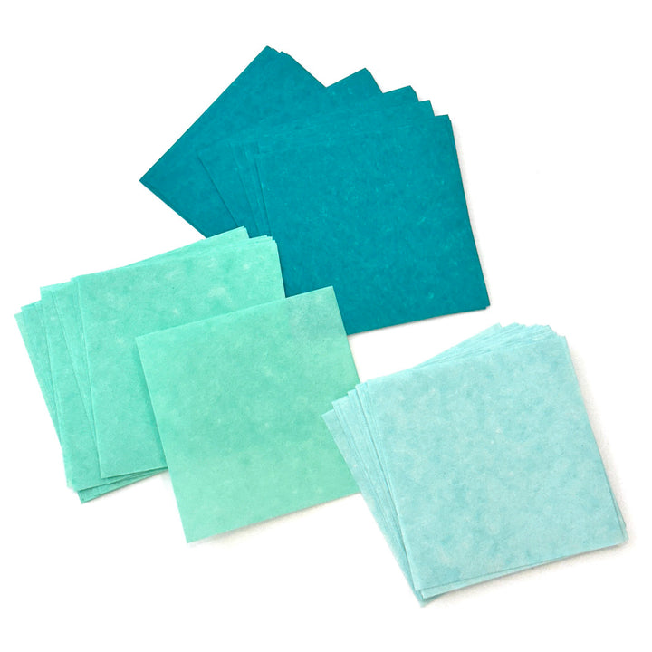 60 Papiers Origami - 6 x 6 cm - Camaïeu de Bleu Vert