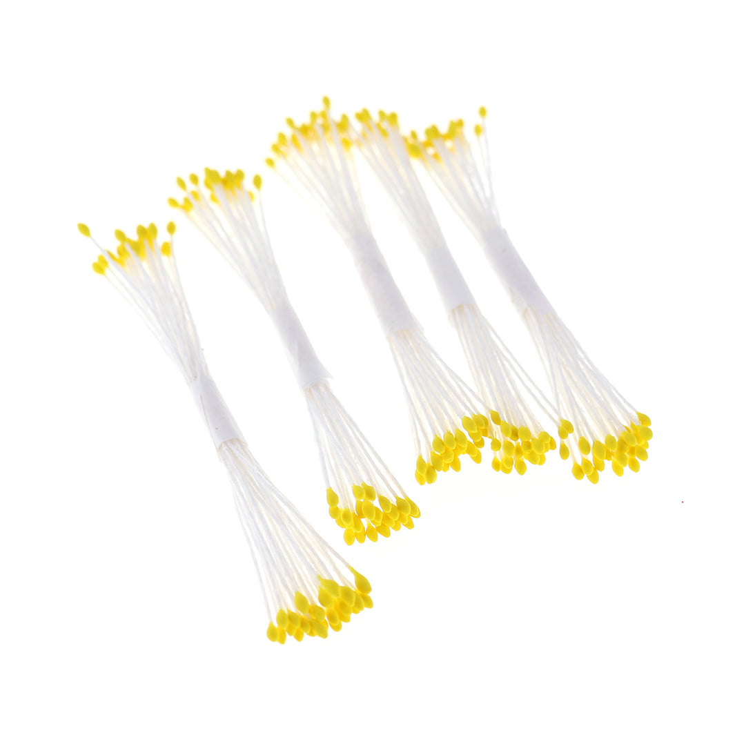 photo packshot vue de biais du lot de 5 fagots de pistils fins de fleurs jaunes et blancs (13)