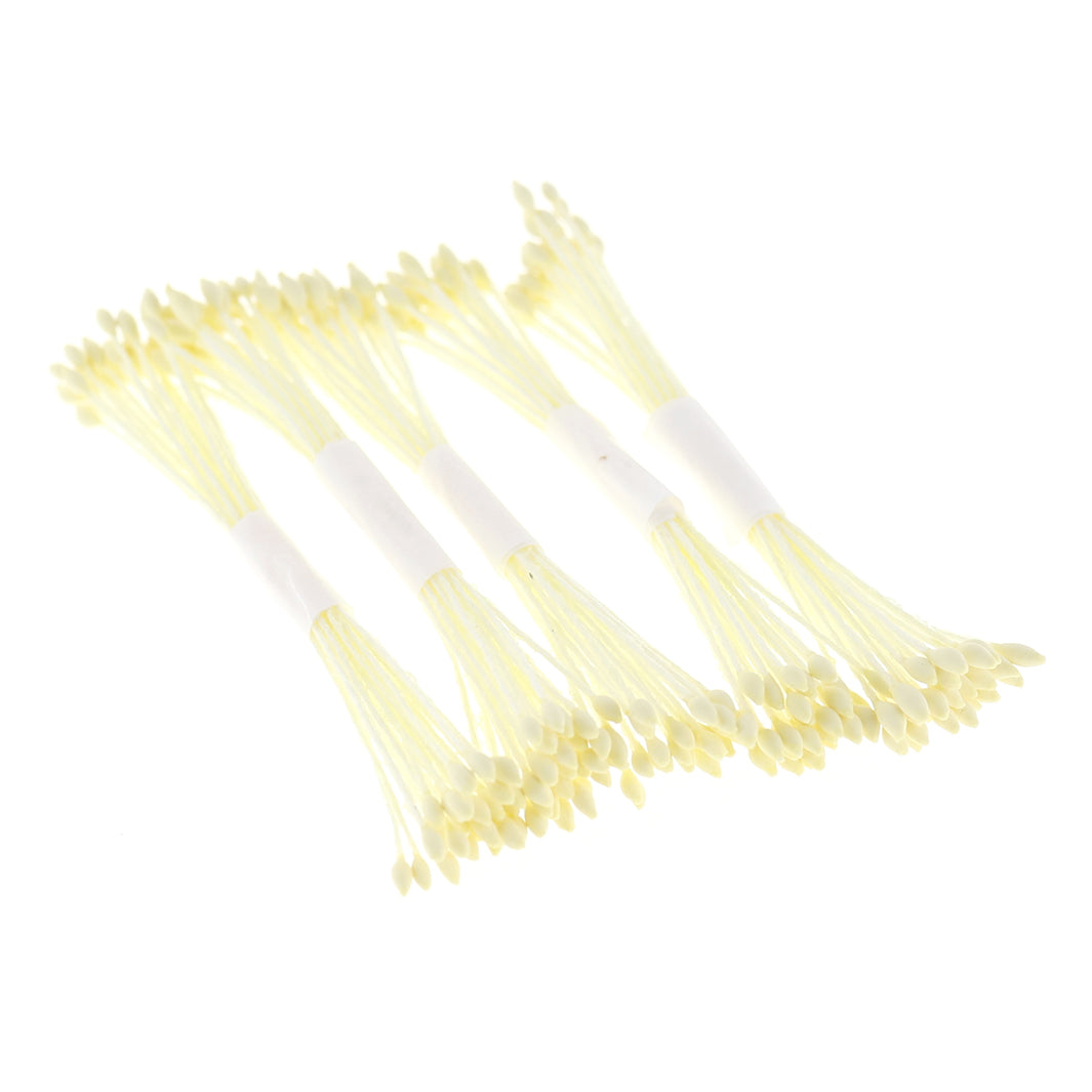photo packshot vue de biais du lot de 5 fagots de pistils de fleurs jaune pâle (239)