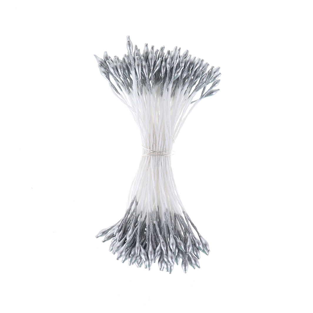 photo packshot vue de face du fagot de pistils de fleurs argentés et blancs (1014)