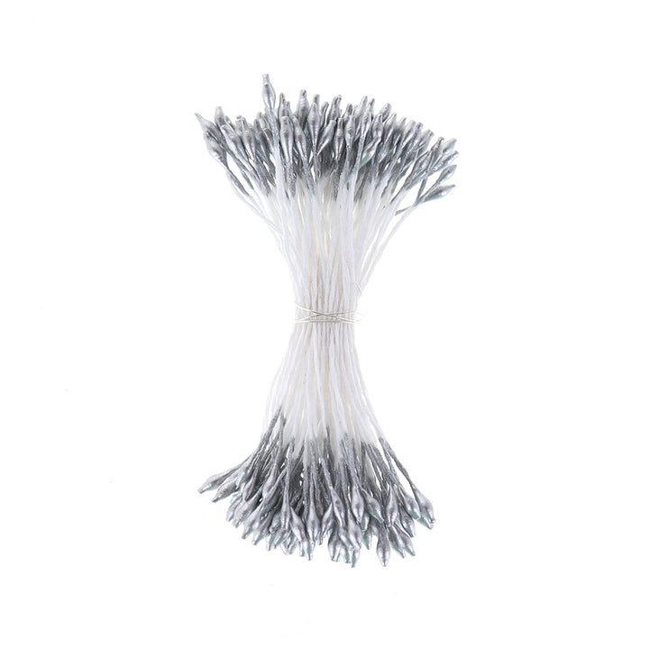 photo packshot vue de face du fagot de pistils de fleurs argentés et blancs (1014)