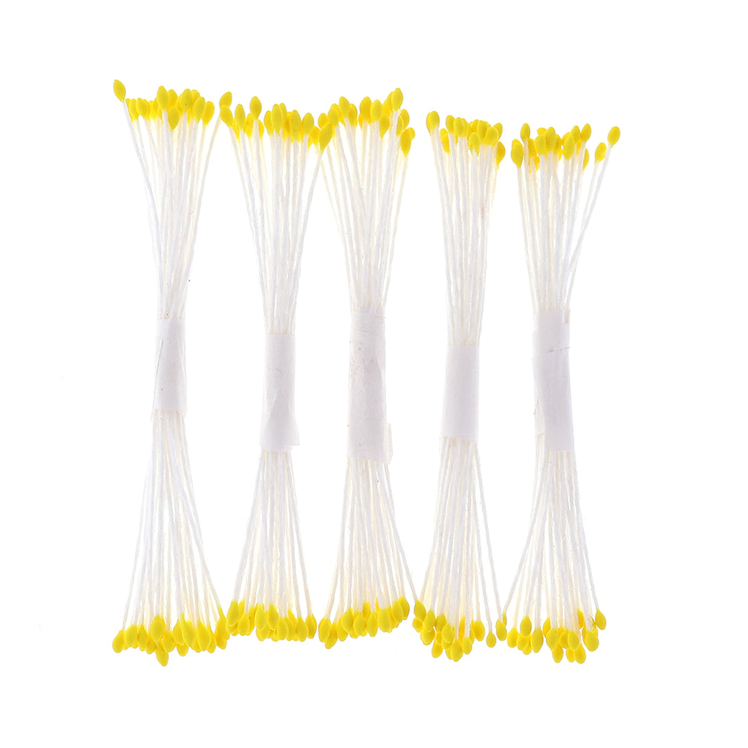 photo packshot vue de face du lot de 5 fagots de pistils fins de fleurs jaunes et blancs (13)