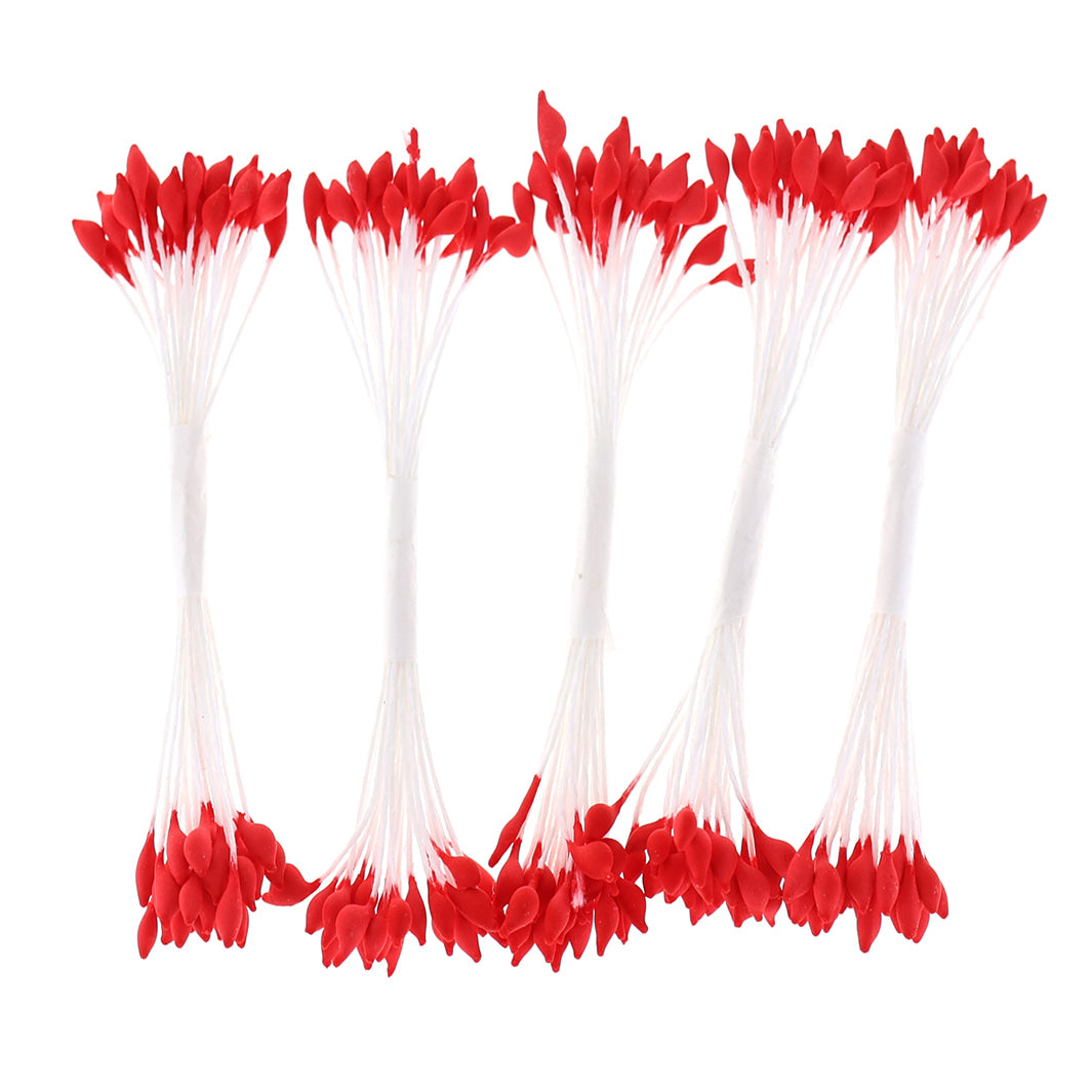 photo packshot vue de face du lot de 5 fagots de pistils de fleurs rouges et blancs (321)