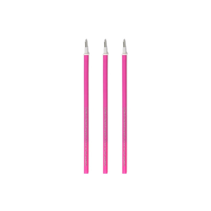 photo packshot du lot de 3 recharges pour stylo gel effaçable à l'encre rose et pointe 0,7mm legami