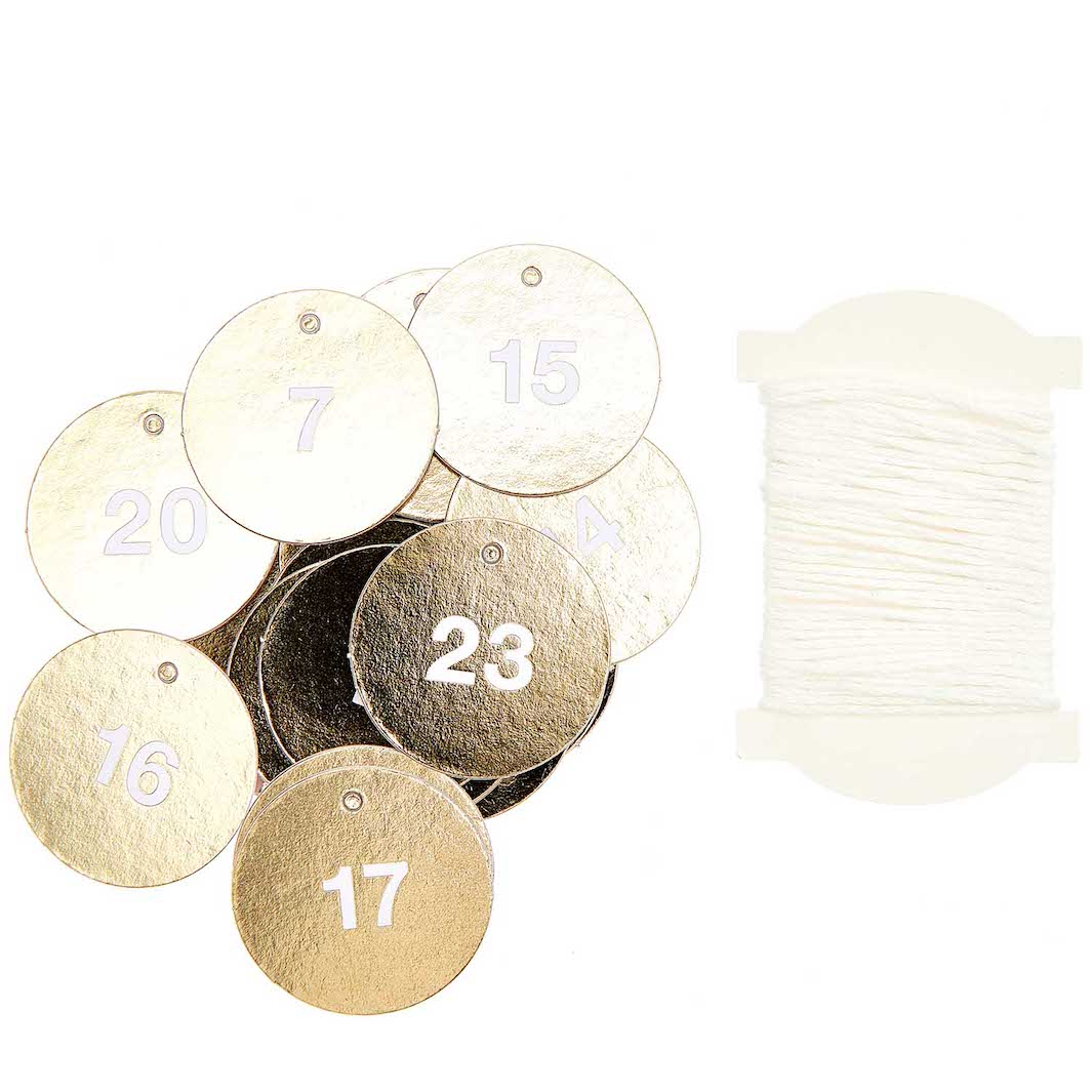 Lot de 24 Étiquettes Rondes en Papier - Calendrier de l'Avent - Or